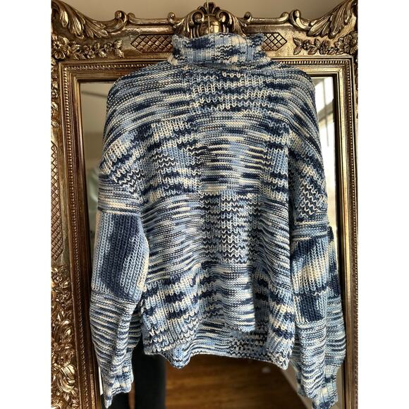 STAUD Benny Intarsia-knit Turtleneck Sweater In Dusk Medium NEW - Picture 5 of 9